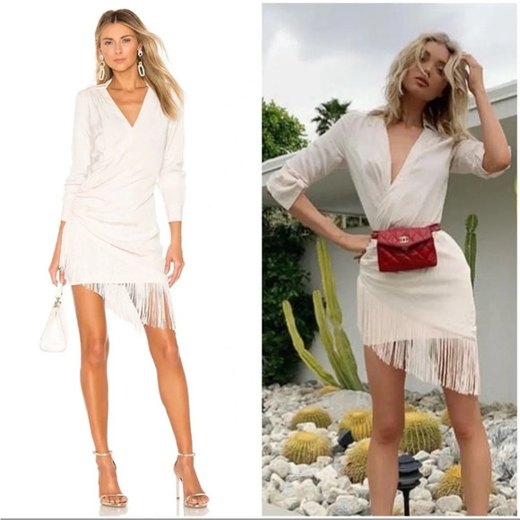 $328 L'ACADEMIE SILKY FRINGE ROYCE DRESS LPA FOR LOVE LEMONS STONE COLD FOX BOHO - Picture 1 of 15